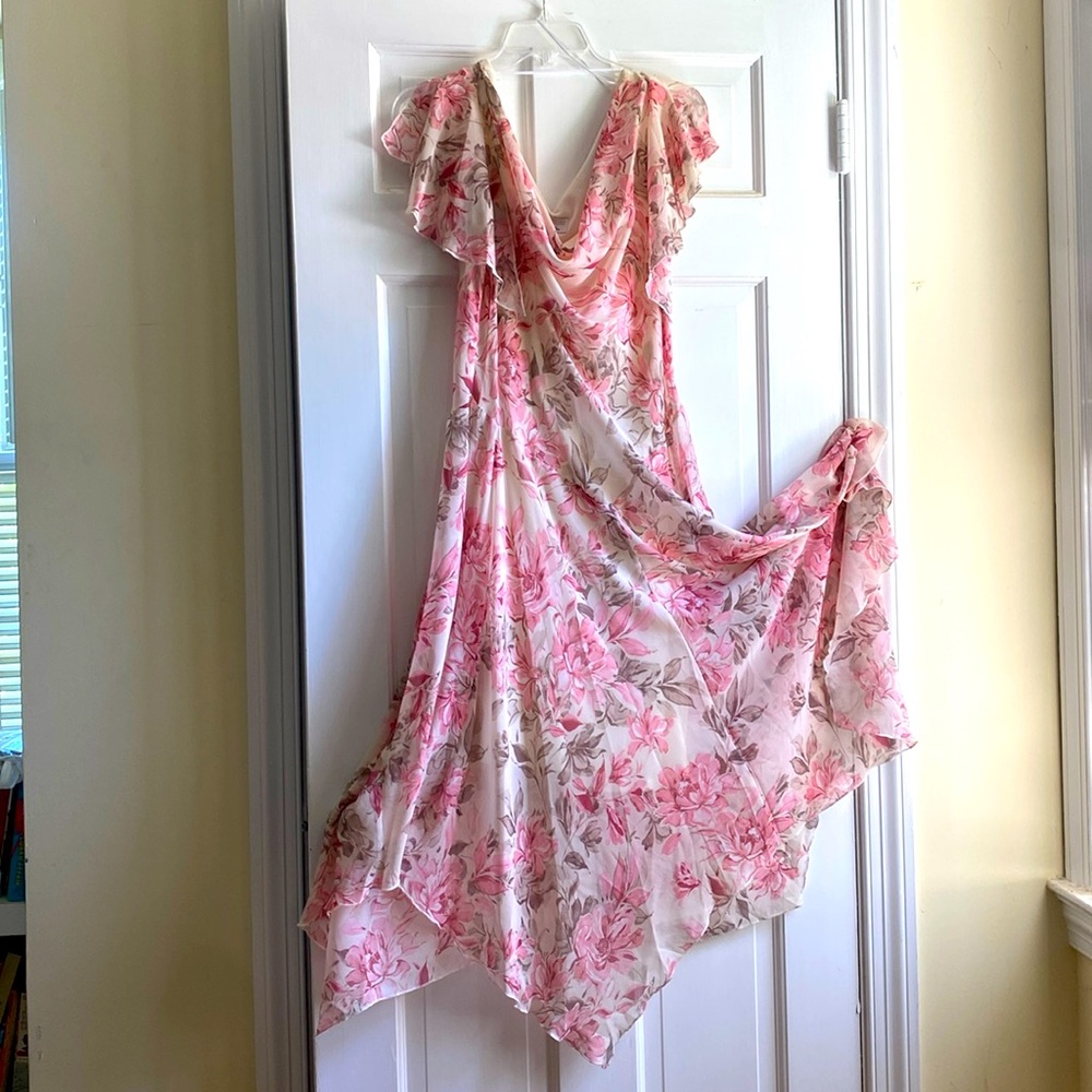 ROMANTIC FLOATING Pink-Tiered Dress — NEVER WORN — Think Spring/Summer Weddings!